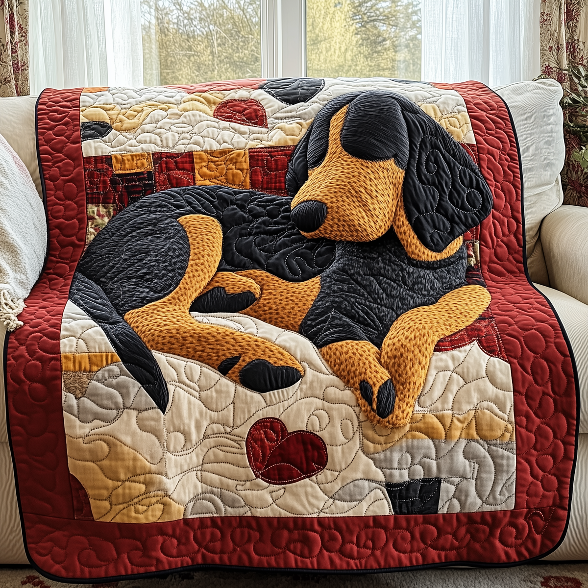 Snooze Dachshund02 Quilted Blanket
