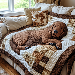 Sleepy Chocolate Labrador02 Quilted Blanket