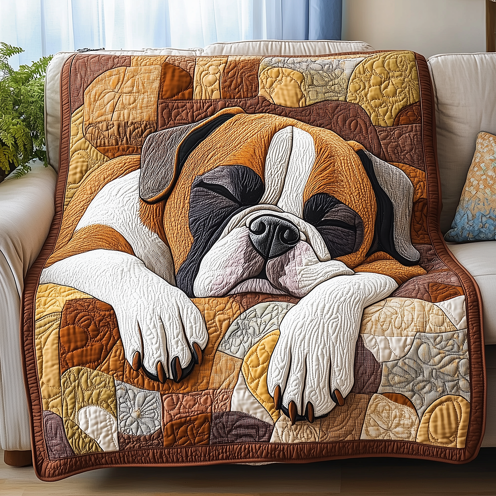 Boxer Dog Dreams Quilted Blanket