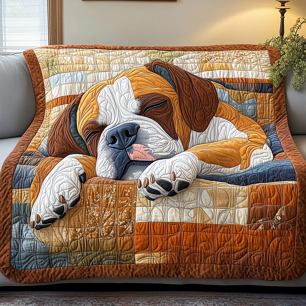Boxer Dog Dreams Quilted Blanket