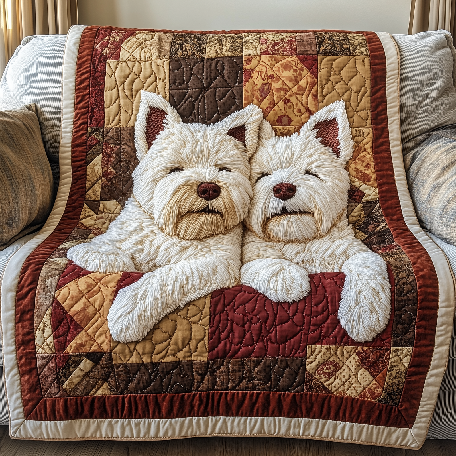 Cozy Westie/West Highland White Terrier  Dreams Quilted Blanket