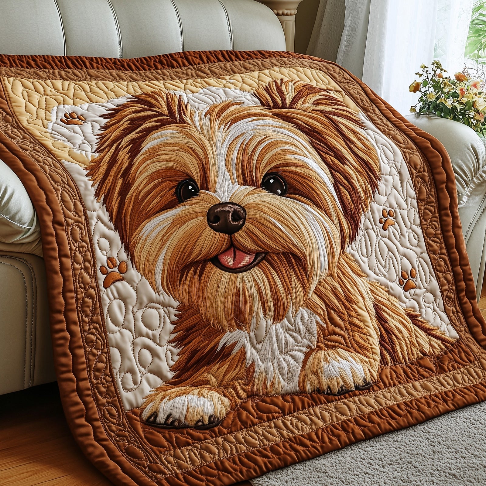 Yorkshire Terrier Quilted Blanket