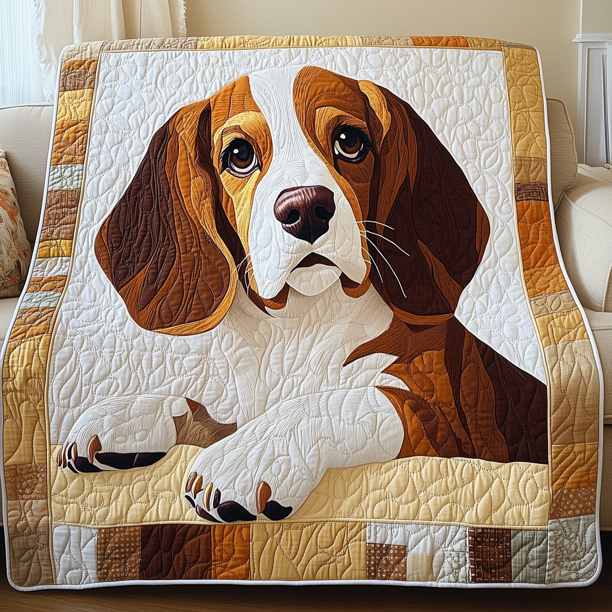 Basset Hound Quilted Blanket