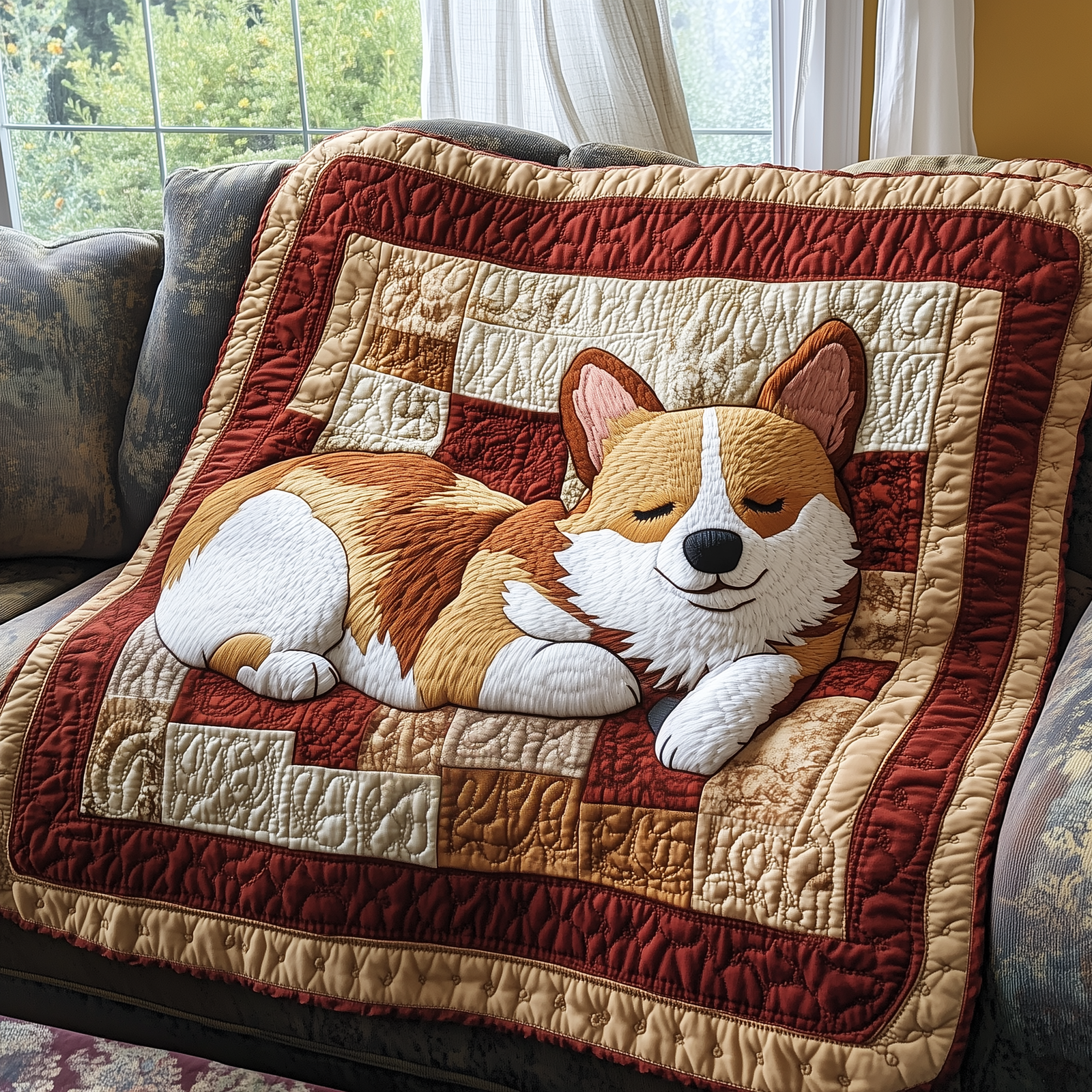 Corgi Dreamscape Quilted Blanket