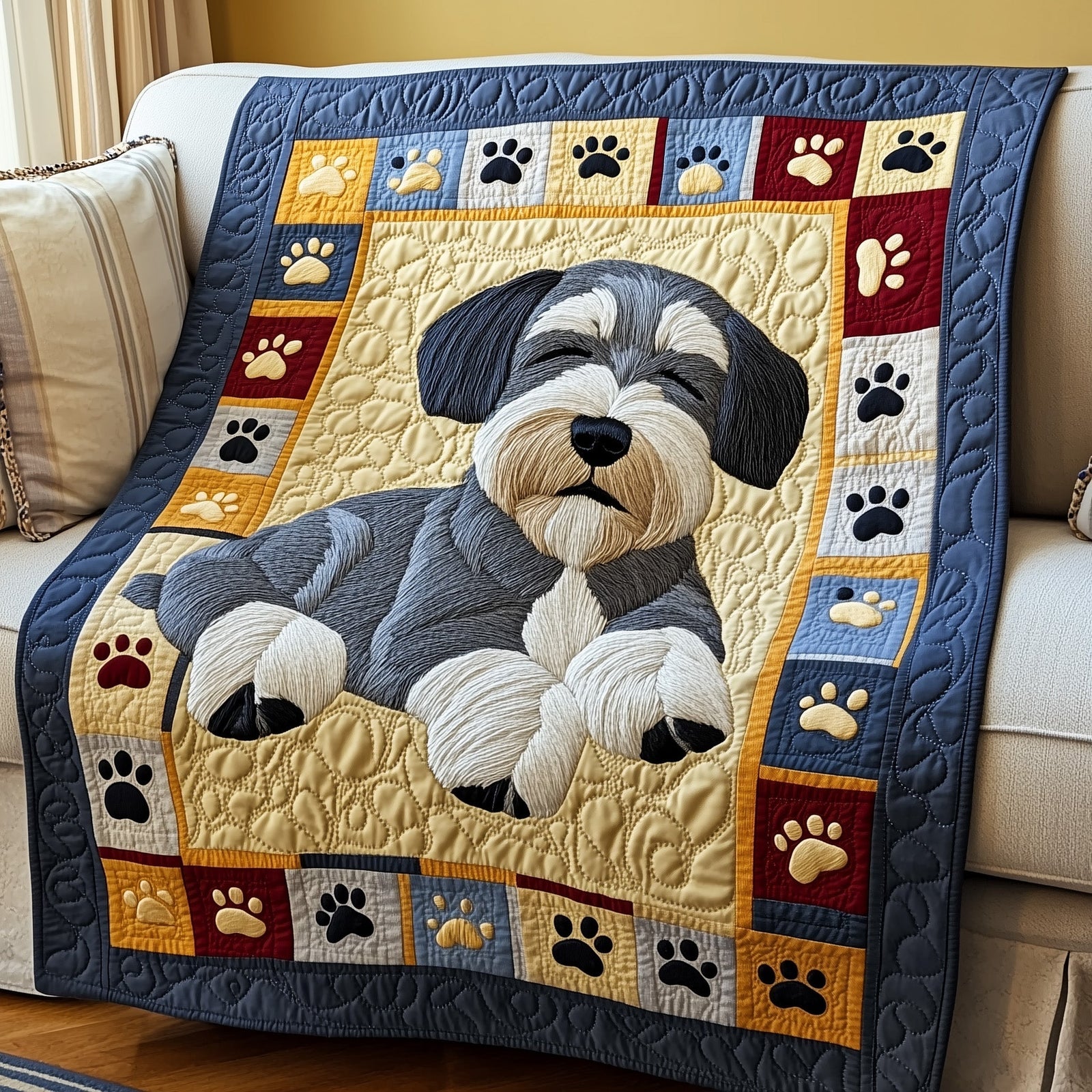 Cuddly Schnauzer Dreams Quilted Blanket