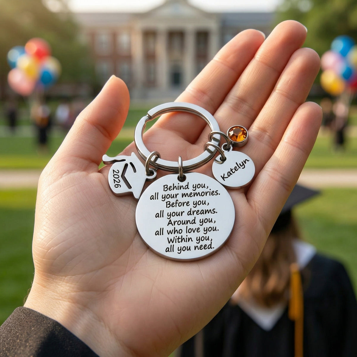 Personalized 2026 Graduation Keepsake: Gold /Silver Stainless Steel Keychain