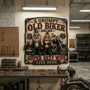 Biker Couple Metal Sign - Personalized Gifts For Couples