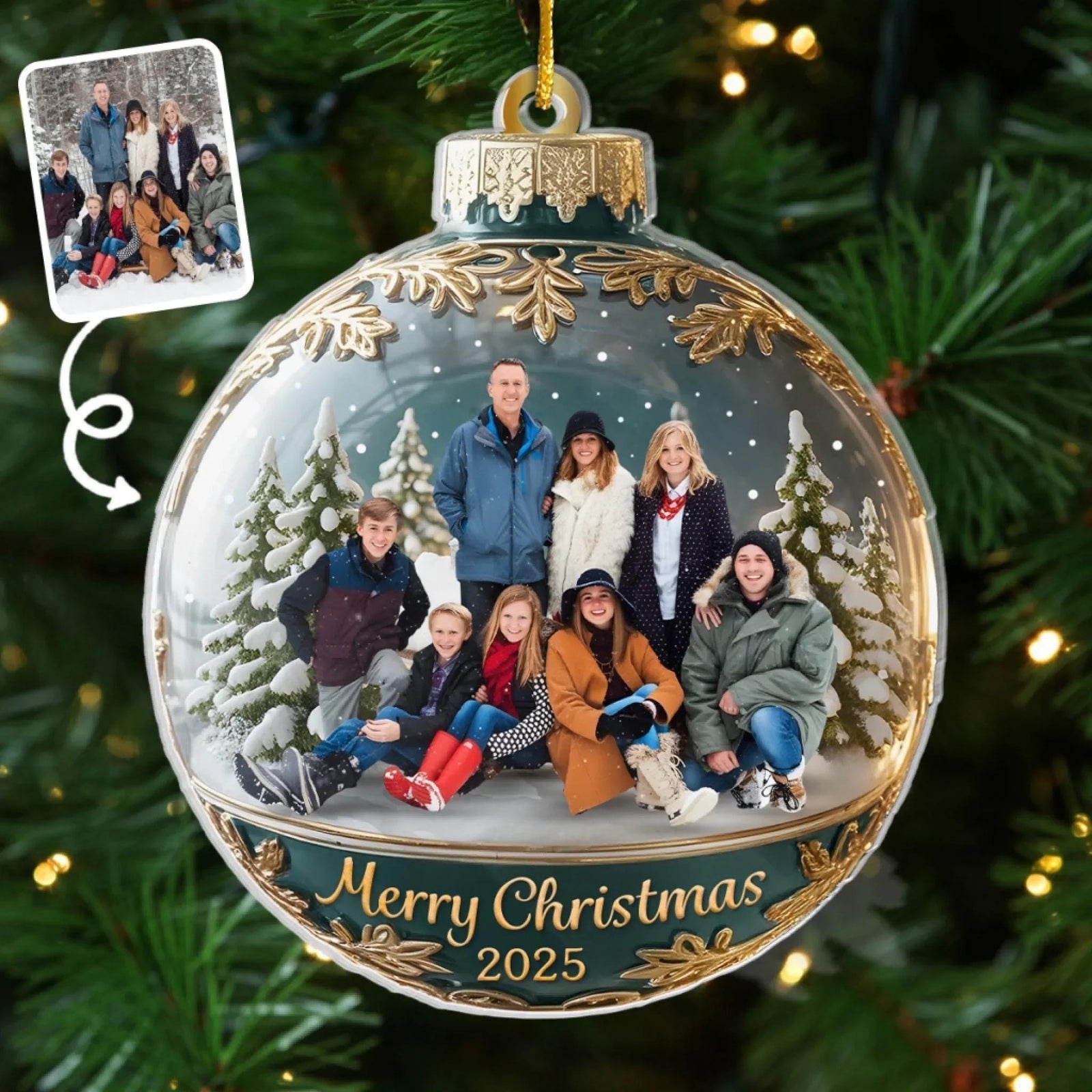 Custom Family Photo Ornament, Personalized Family Photo Keepsake 2025, Large Family Christmas Keepsake Gifts