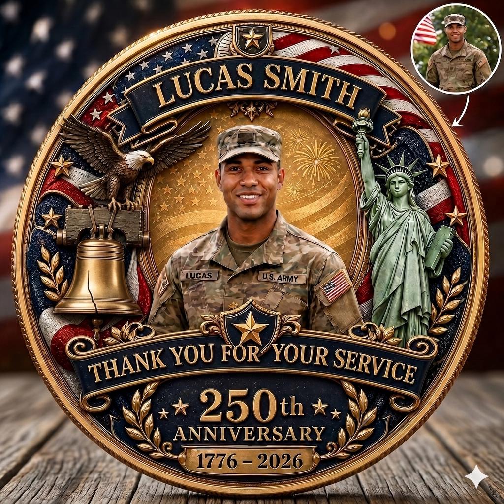 Thank You For Your Service - Personalized American 250th Anniversary Veteran Appreciation Coin