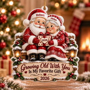 Personalized Santa Mrs Claus Couples Christmas Ornament