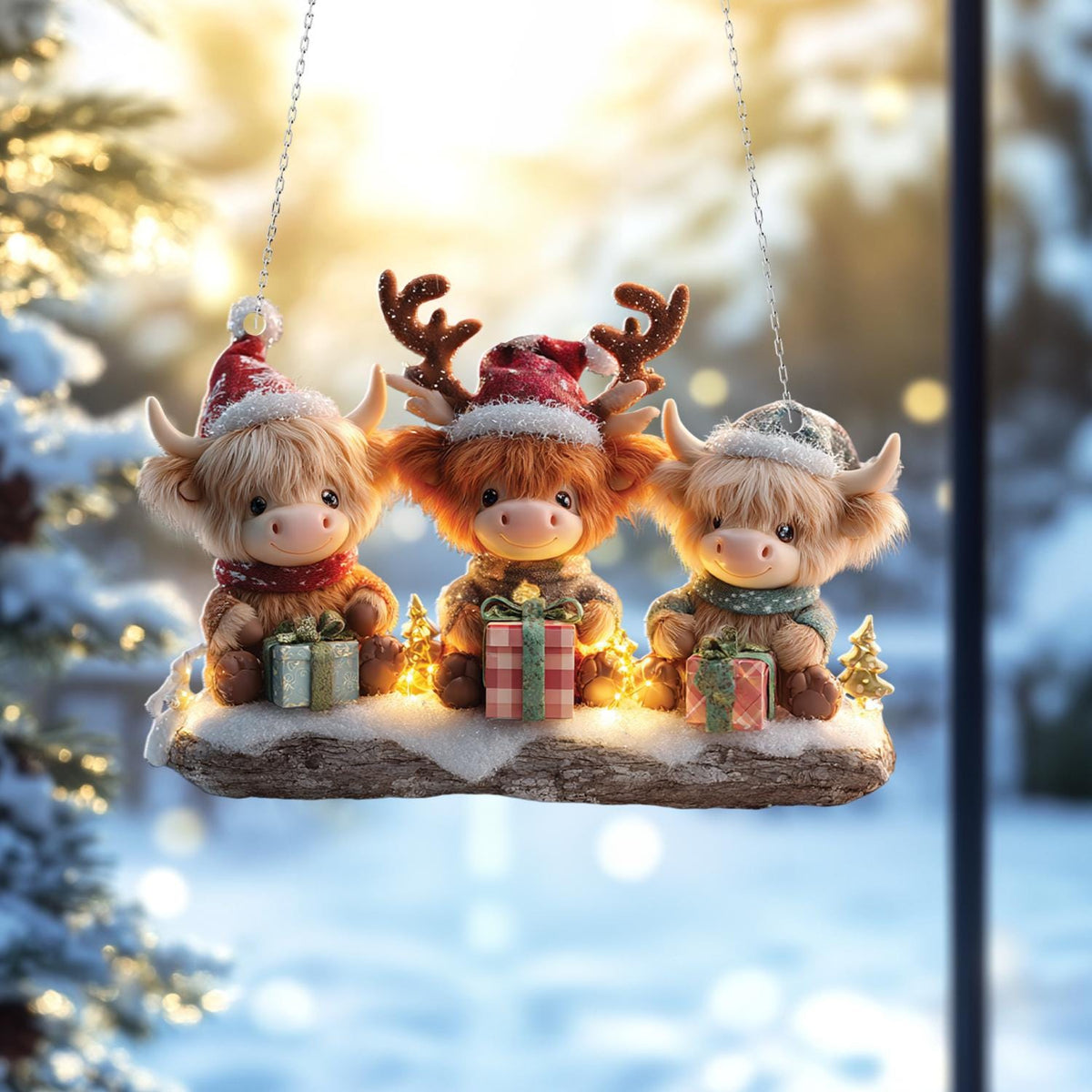 Highland Cow Winddow Suncather Ornament