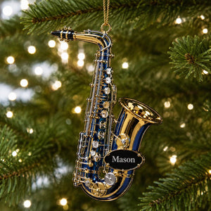 Personalized Saxophone Christmas Ornament, Acrylic Instrument Hanging Decoration