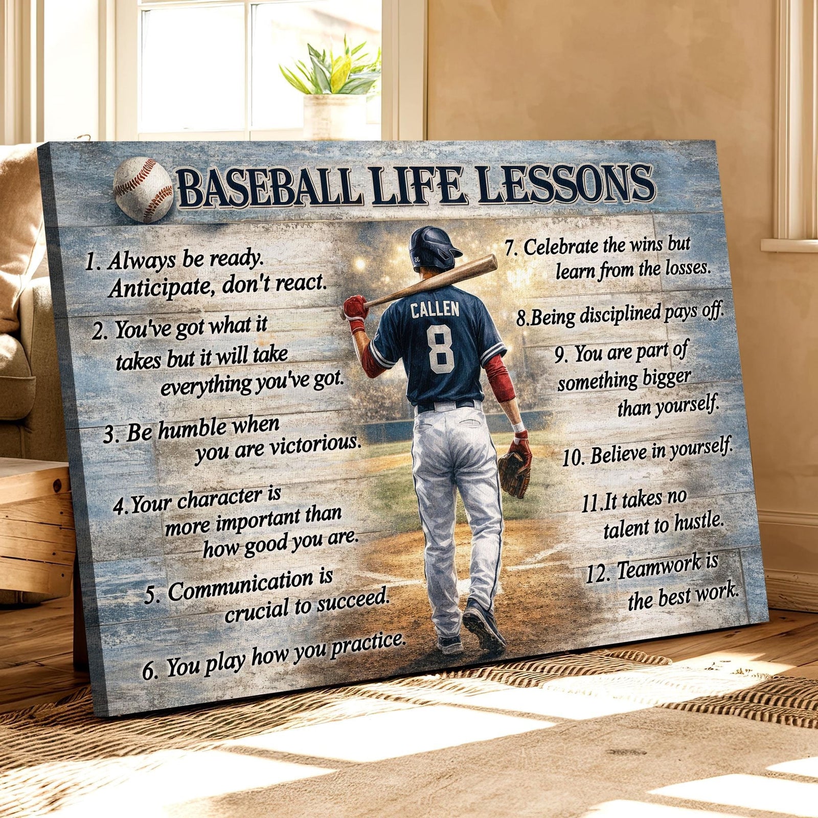 Baseball Life Lessons Canvas, Sports Life Lessons Poster, Gift for Men, Boy, Male, Husband, Boyfriend, Brother Father Day