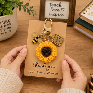 Personalized Sunflower Bee Keychain - Teacher Gift
