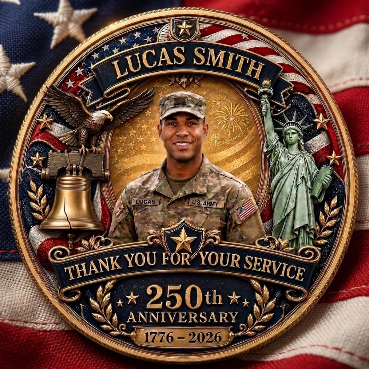 Thank You For Your Service - Personalized American 250th Anniversary Veteran Appreciation Coin