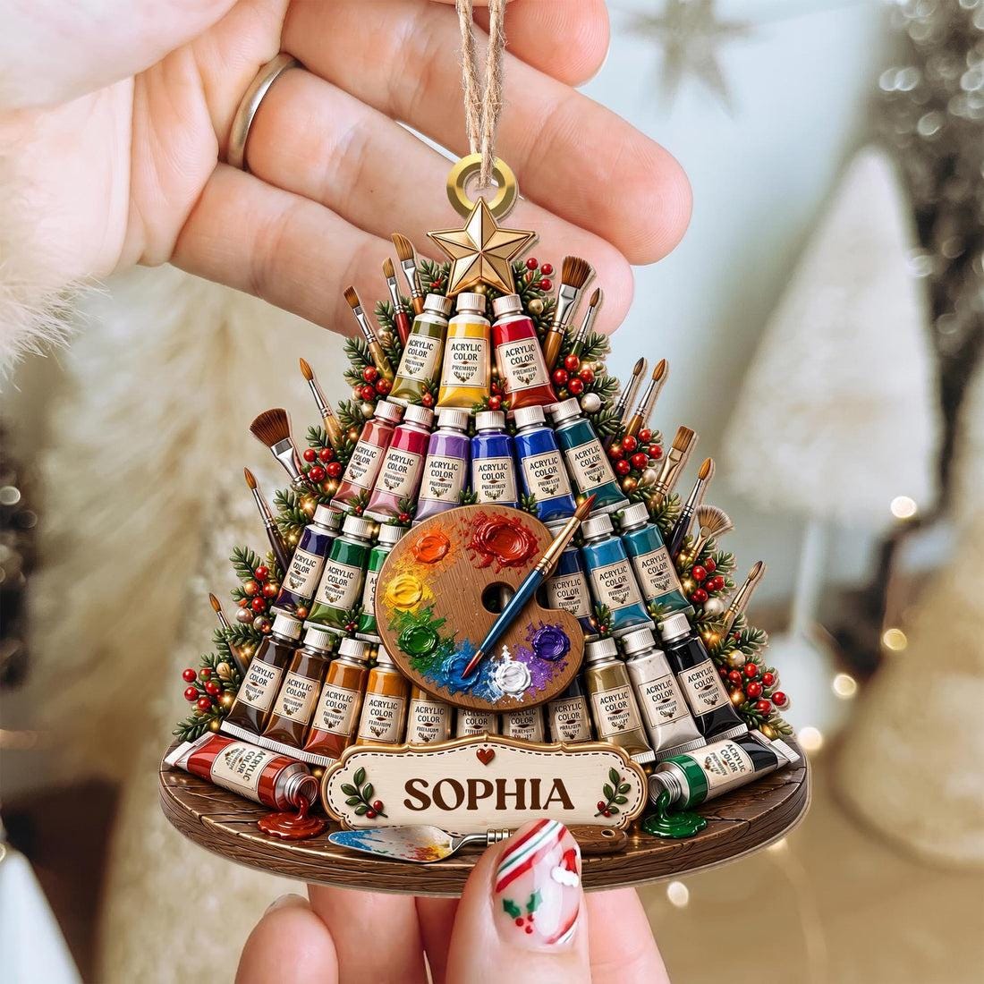 Personalized Artist Christmas Ornament, Painter Keepsake, Art Teacher Gift, Paint Lover and Creative Holiday Tree Decor