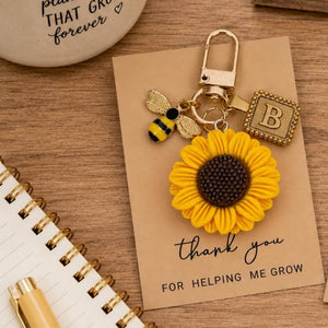 Personalized Sunflower Bee Keychain - Teacher Gift