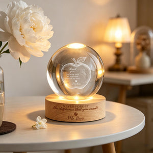 Personalized Teacher Appreciation Crystal Ball Night Light - End of Year Teacher Gift