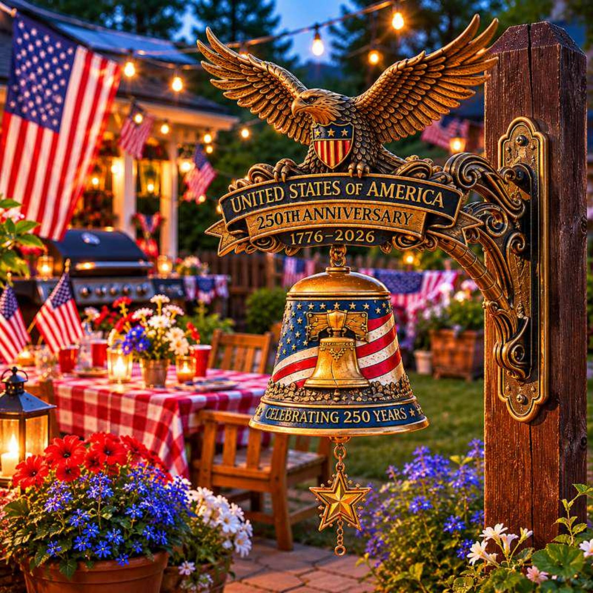 USA 250th Anniversary Door Bell, Patriotic Eagle Resin Doorbell