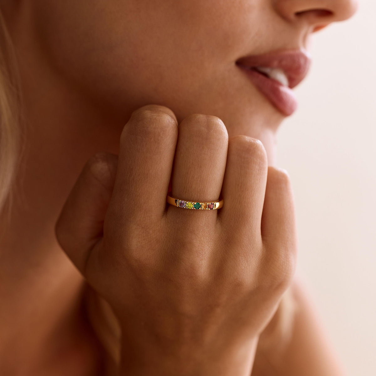 Personalized Birthstone Ring, Dainty Stackable Ring, Jewelry Gift for Mom