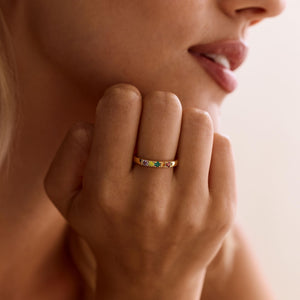 Personalized Birthstone Ring, Dainty Stackable Ring, Jewelry Gift for Mom