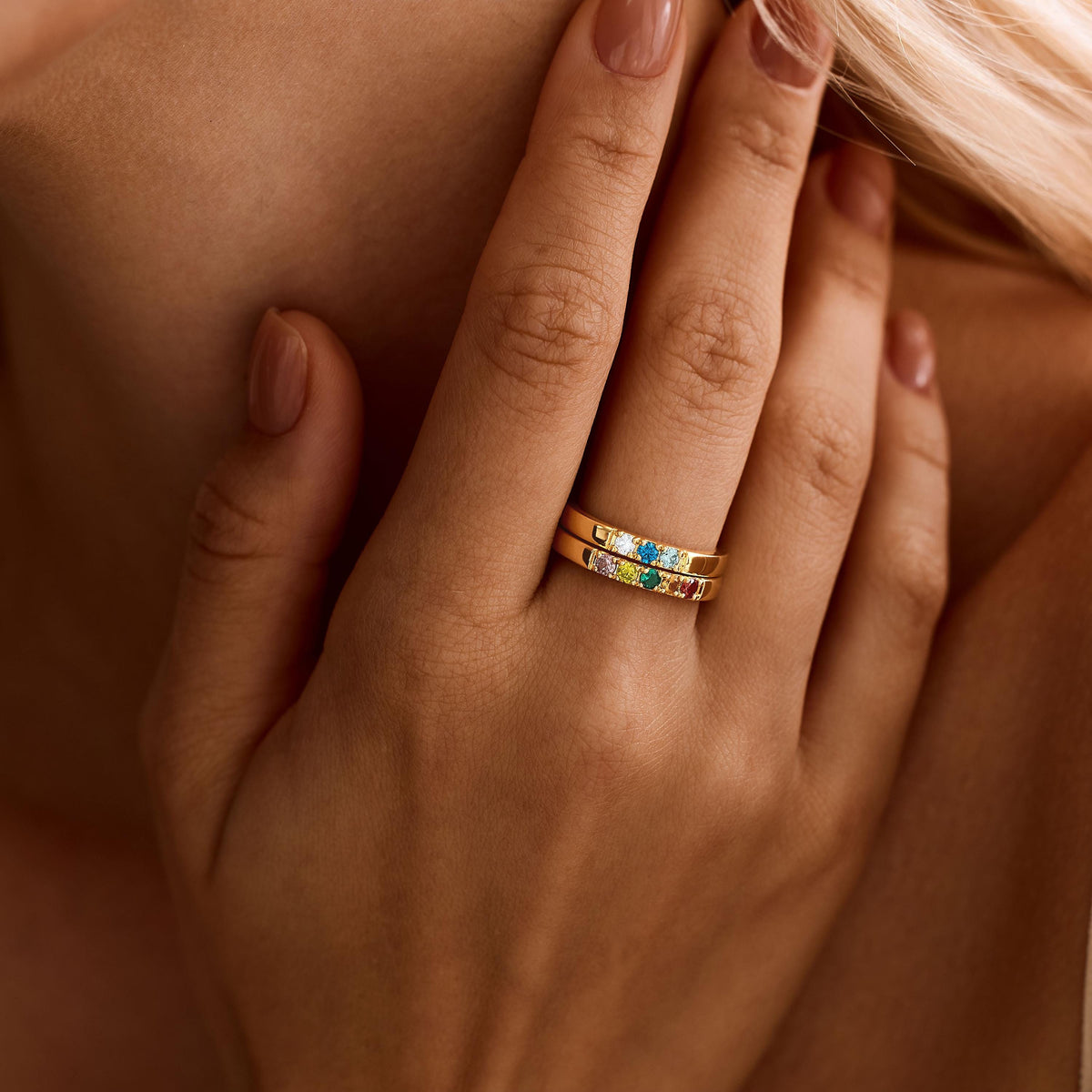 Personalized Birthstone Ring, Dainty Stackable Ring, Jewelry Gift for Mom
