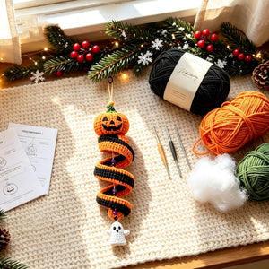 Crochet Christmas Spiral Wind Chime Ornament DIY Kit |Santa,Snowman,Xmas Tree,Elf Handmade Crochet Supplies,Beginner Friendly Craft Kit Gift