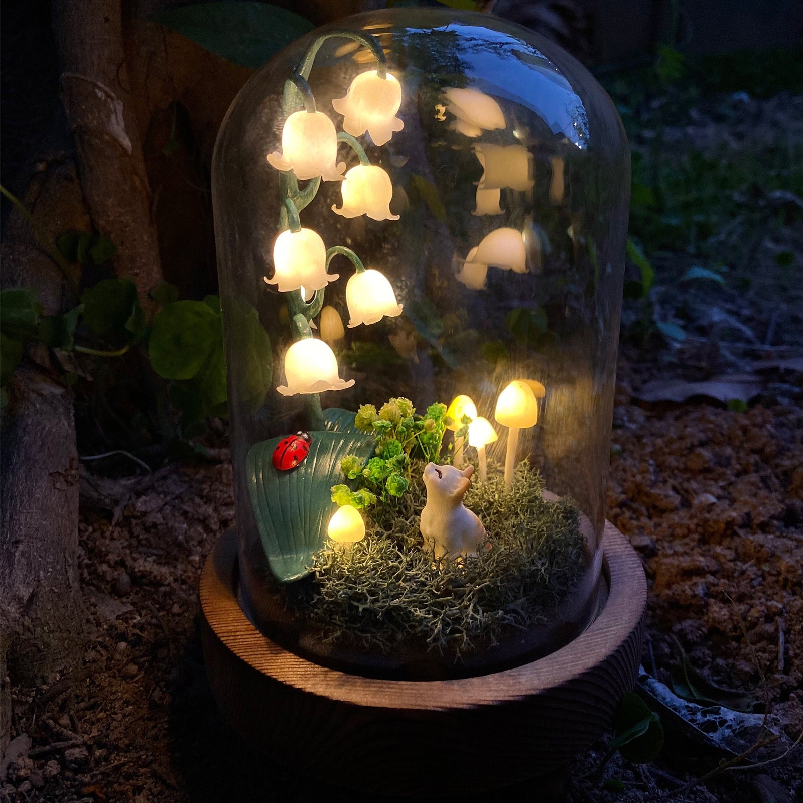 Lily of the Valley&Cat Handmade Night Light-Perfect Gift Idea