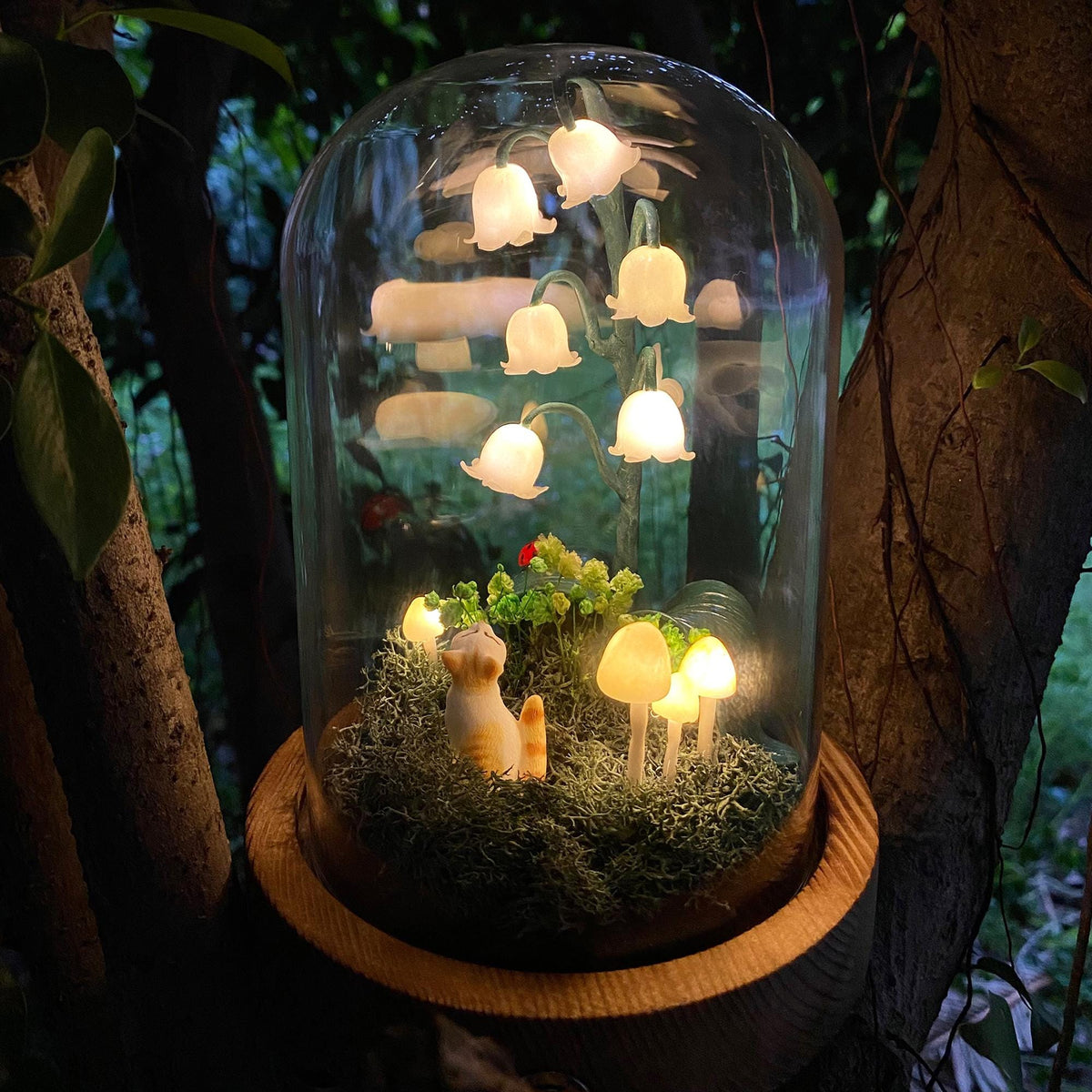 Lily of the Valley&Cat Handmade Night Light-Perfect Gift Idea