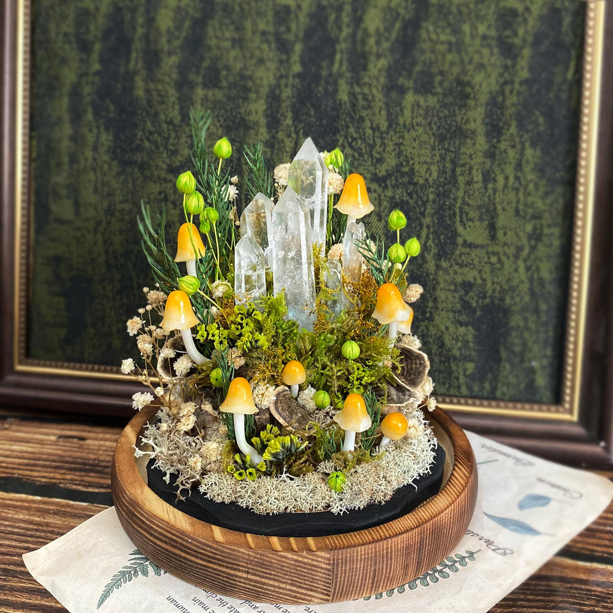 Enchanted Forest Mushroom Lamp, Fantasy Crystal Nightlight