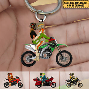 Personalized Motorcycle Couple Acrylic Keychain - Gift for Couple