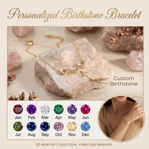 Personalized Heart Birthstone Family Bracelet-Gift For Her