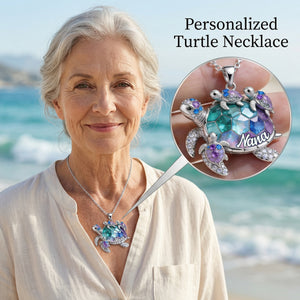 Personalized Grandma/Mom Turtle Necklace - Gift For Mom and Grandma