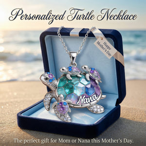Personalized Grandma/Mom Turtle Necklace - Gift For Mom and Grandma