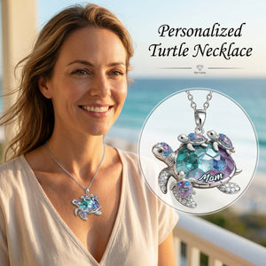Personalized Grandma/Mom Turtle Necklace - Gift For Mom and Grandma