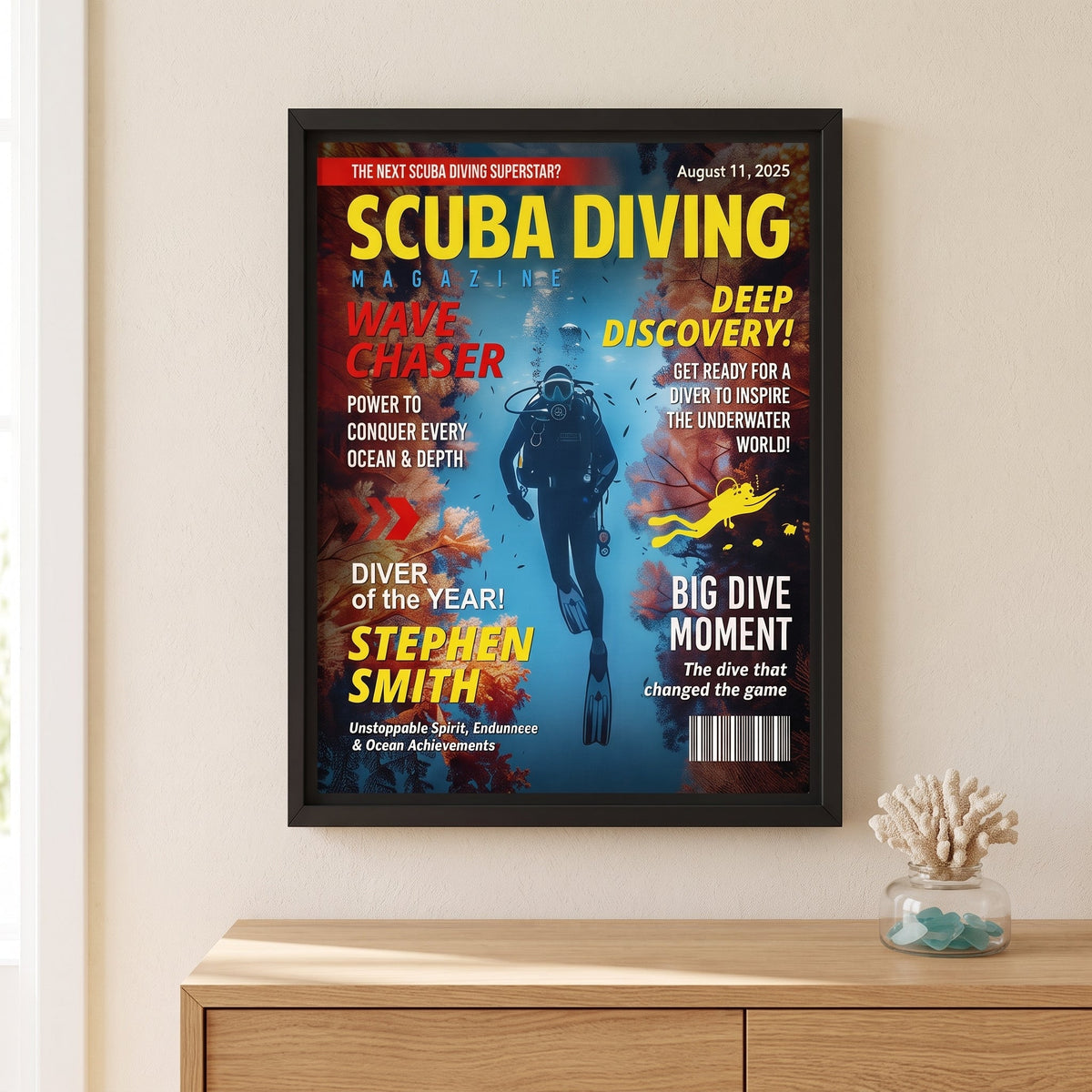 Personalized Scuba Diving Magazine Cover Poster - Gift For Diver