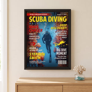 Personalized Scuba Diving Magazine Cover Poster - Gift For Diver