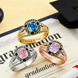 Personalized Graduation Class Birthstone Ring - Graduation Jewelry Gift for Men & Women