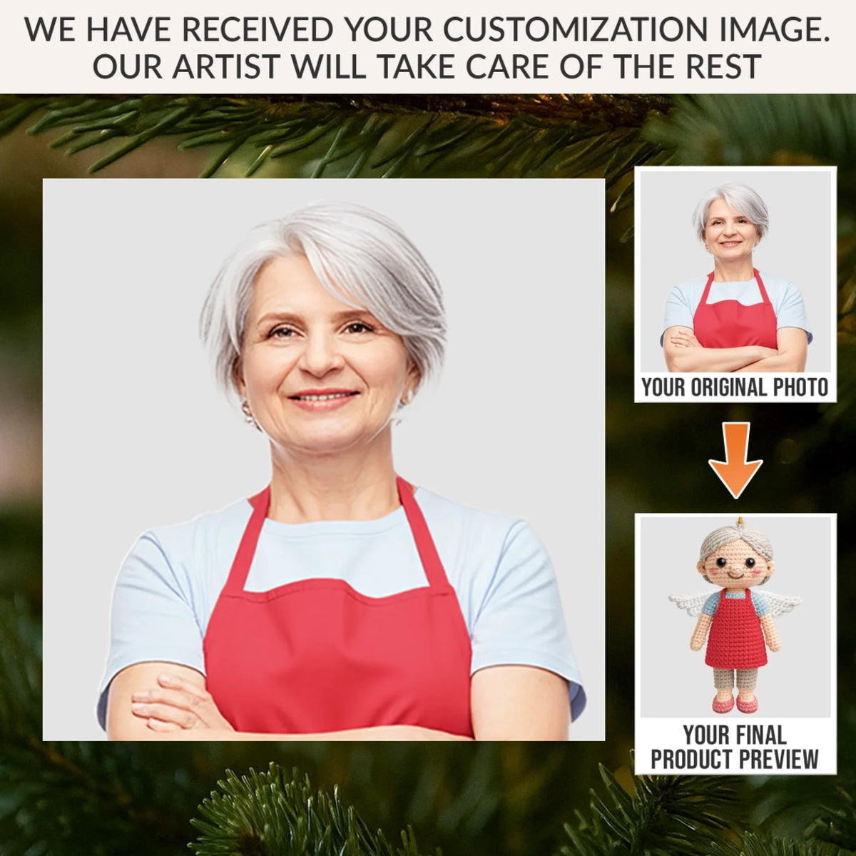 Forever Our Guardian Angel - Custom Photo Crochet Ornament - Personalized Christmas Memorial Sympathy Gifts For Loss Of Mom, Dad