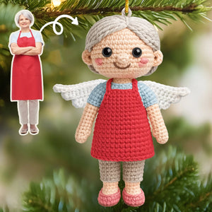 Forever Our Guardian Angel - Custom Photo Crochet Ornament - Personalized Christmas Memorial Sympathy Gifts For Loss Of Mom, Dad
