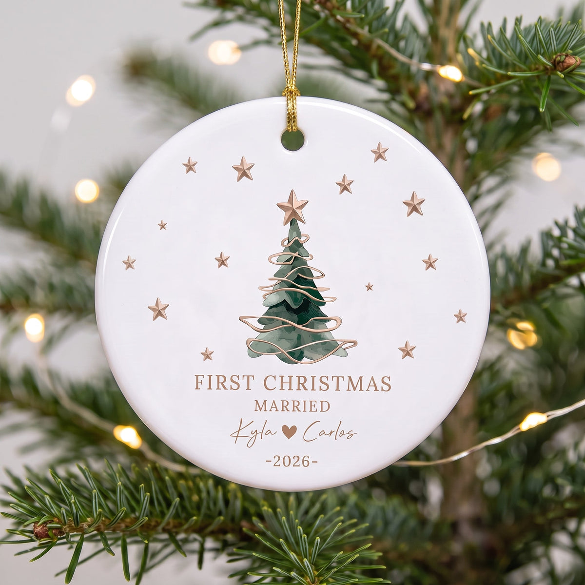 Personalized First Married Engaged Christmas Ornament - Merry Christmas Gifts