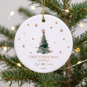Personalized First Married Engaged Christmas Ornament - Merry Christmas Gifts