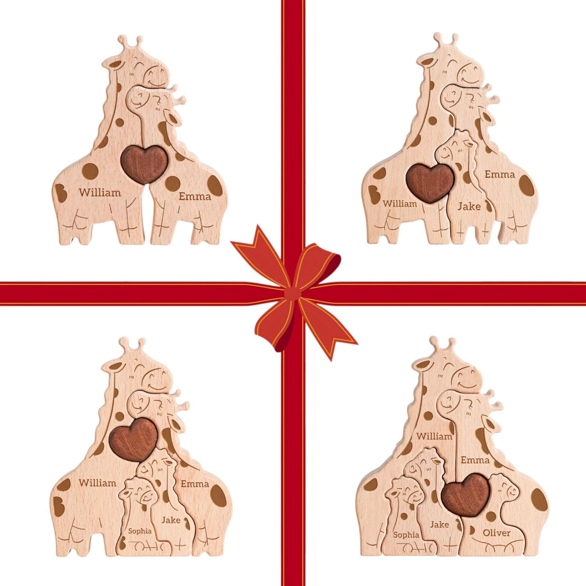 Personalized Giraffe Family Puzzle - Gift For Family