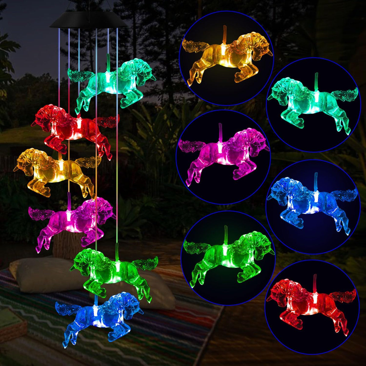 Solar Horse Wind Chime Light
