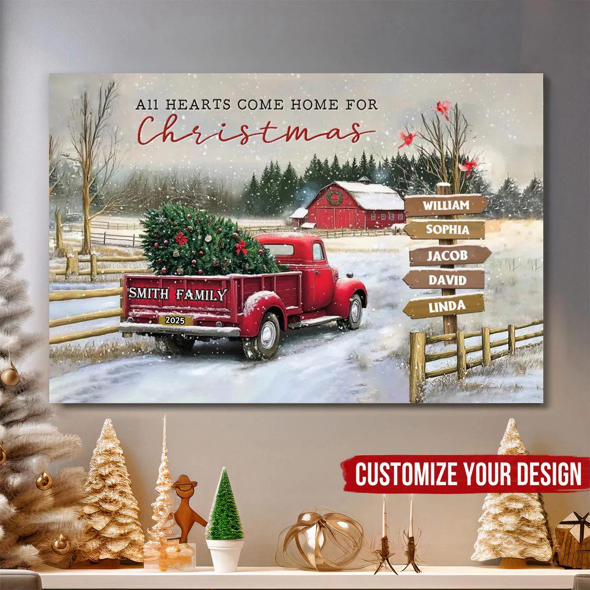 Personalized Family Farm Christmas Truck Poster