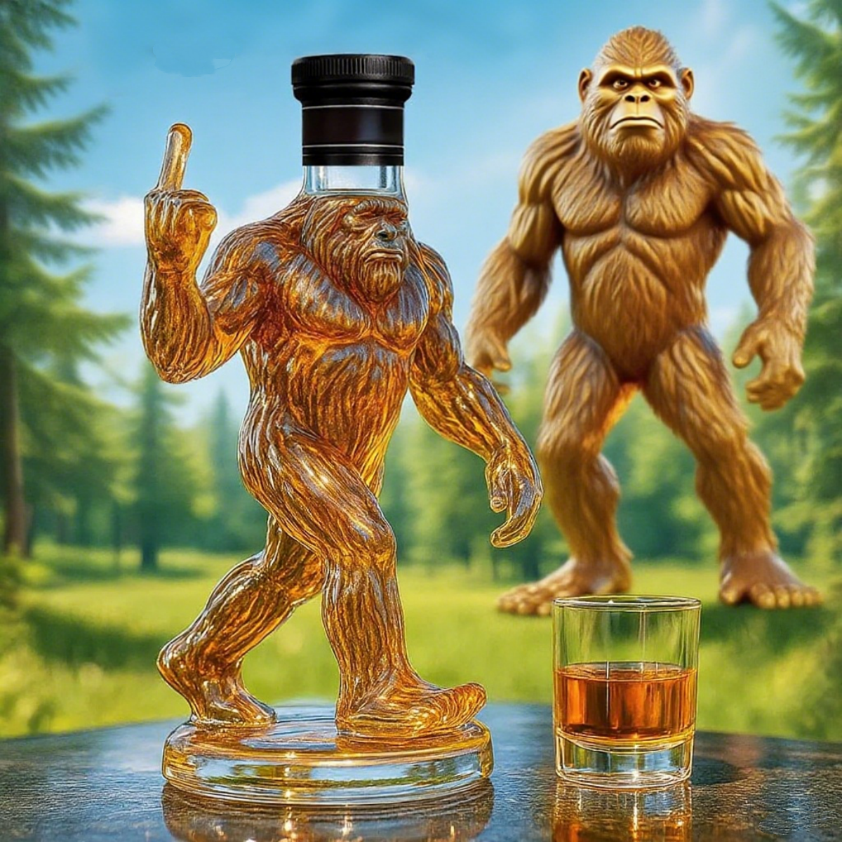 Funny Bigfoot Whiskey Bottle