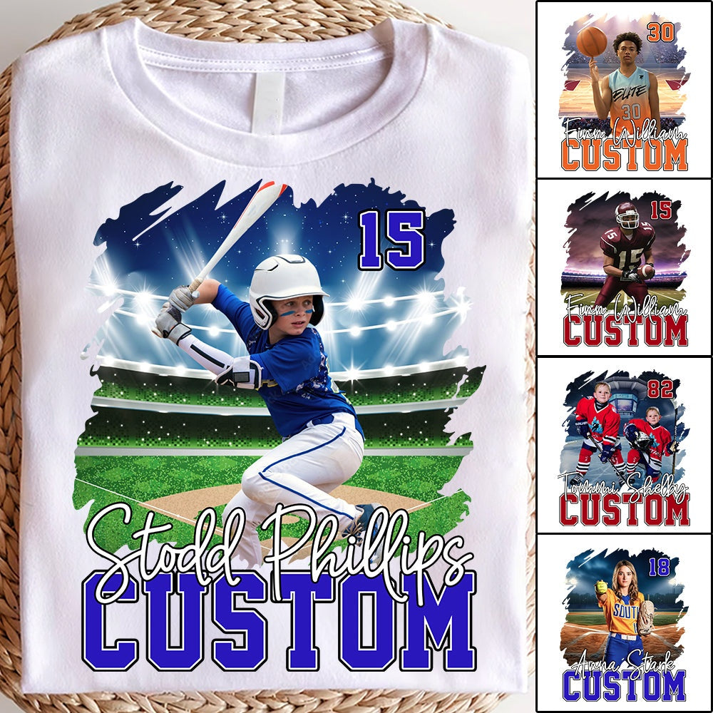 Personalized Photo Sports Shirt - Gift For Baseball,Basketball,Football,Ice Hockey,Softball Lovers