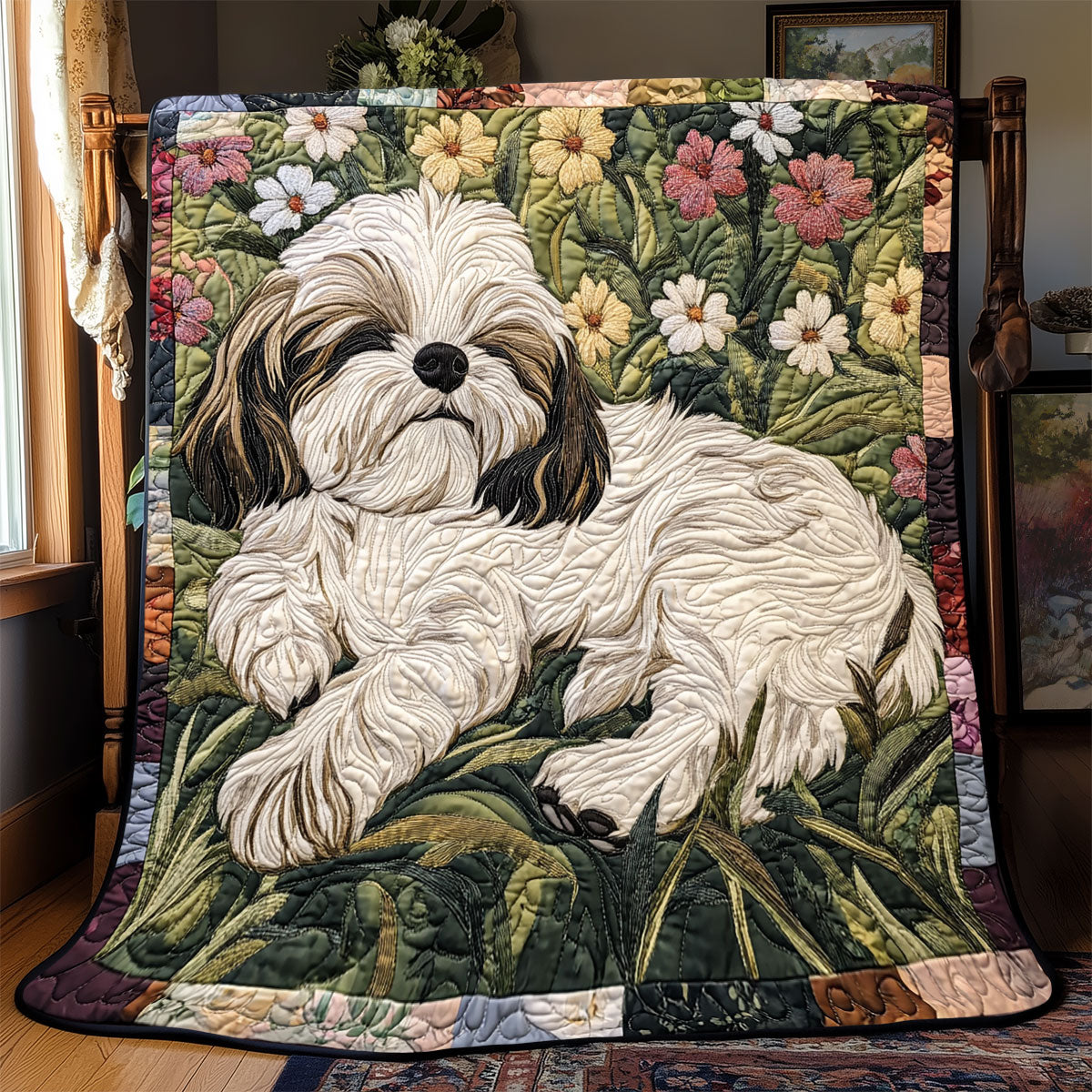 Shih Tzu Quilted Blanket