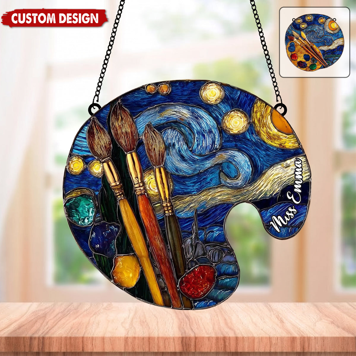 Personalized Paint Palette Acrylic Suncatcher, Art Teacher Gift, Art Classroom Decor, Artist Window Hanging, Painter Gift