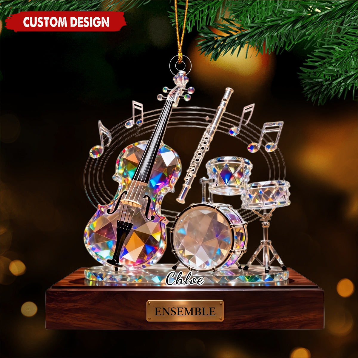 Personalized Music band Ornament, Crystal Effect Musician Gift